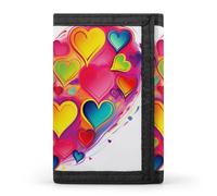 QMNRTK Geldbörse mit buntem Herz, dreifach gefaltet, schmal, personalisierbar, RFID-blockierend, für Damen und Herren, Einheitsgröße, Stil:, Einheitsgröße