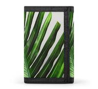 QMNRTK Geldbörse mit grünem Palmblatt, dreifach gefaltet, schmal, personalisierbar, RFID-blockierend, für Damen und Herren, Einheitsgröße, Stil:, Einheitsgröße