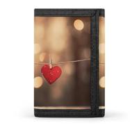 QMNRTK Geldbörse mit Liebesherz-Label, dreifach gefaltet, schmal, personalisierbar, RFID-blockierend, für Damen und Herren, Einheitsgröße, Stil:, Einheitsgröße