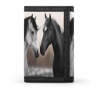 QMNRTK Geldbörse mit Pferdemotiv, dreifach gefaltet, schmal, personalisierbar, RFID-blockierend, Einheitsgröße, Stil:, Einheitsgröße