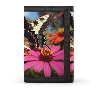 QMNRTK Geldbörse mit Schmetterlings- und Blumenmotiv, schmal, personalisierbar, RFID-blockierend, für Damen und Herren, Einheitsgröße, Stil:, Einheitsgröße