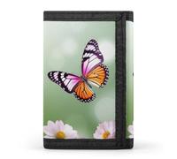 QMNRTK Geldbörse mit Schmetterlings- und Blumenmotiv, schmal, personalisierbar, RFID-blockierend, für Damen und Herren, Einheitsgröße, Stil:, Einheitsgröße