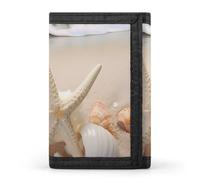 QMNRTK Geldbörse mit Strandmuschel, Seestern, dreifach gefaltet, schmal, personalisierbar, RFID-blockierend, für Damen und Herren, Einheitsgröße, Stil:, Einheitsgröße