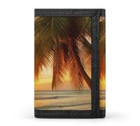 QMNRTK Geldbörse mit tropischem Strand, Palme, Sonnenuntergang, dreifach gefaltet, schmal, personalisierbar, RFID-blockierend, für Damen und Herren, Einheitsgröße, Stil:, Einheitsgröße