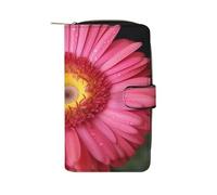 QMNRTK Gerbera Kreditkartenetui mit Blumenmotiv, RFID-blockierend, schmal, faltbar, echtes Leder, minimalistische Vordertasche, Geldbörse, Schlüsselanhänger, Geldbörse für Damen und Herren, Stil, 19,7