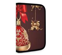 QMNRTK Golden Bell Multifunktions-Geldbörse mit Weihnachtsball-Motiv, kompakt, Ausweis, Stronghold Waltlet, Kreditkartenhalter, Geldbörse, Reißverschluss, Ledertasche, RFID-blockierend, Bifold Wallet