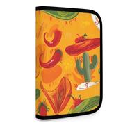 QMNRTK Green Hat and Chili Pepper Multifunktions-Geldbörse für Ausweis, Stronghold Waltlet, Kreditkartenhalter, Geldbörse, Reißverschluss, Ledertasche, RFID-blockierend, Bifold Wallet für Männer und