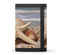 QMNRTK Große Muschel-Seestern-Geldbörse mit dreifach gefalteter Brieftasche, schmal, personalisierbar, RFID-blockierend, für Damen und Herren, Einheitsgröße, Stil:, Einheitsgröße