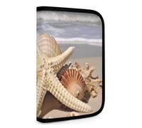 QMNRTK Große Muschel-Seestern-Geldbörse, multifunktional, kompakt, Ausweis, Stronghold Waltlet, Kreditkartenhalter, Geldbörse, Reißverschluss, Ledertasche, RFID-blockierend, Bifold Wallet für Männer