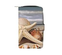 QMNRTK Große Muschel-Seestern-Kreditkarten-Geldbörse, RFID-blockierend, schmal, faltbar, echtes Leder, minimalistische Vordertasche, Geldbörse, Schlüsselanhänger, Geldbörse für Männer und Frauen,