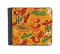 QMNRTK Grüne Geldbörse aus Leder mit Hut und Chili-Pfeffer-Motiv, für Herren und Damen, RFID-blockierend, extra Kapazität, ultrastarke Nähte, schlanke Geldscheinfach mit 8 Kartenfächern, Stil,