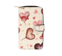 QMNRTK Handbemalte Herz-Kreditkarten-Geldbörse, RFID-blockierend, schmal, faltbar, echtes Leder, minimalistische Vordertasche, Geldbörse, Schlüsselanhänger, Geldbörse für Damen und Herren, Stil, 19,7