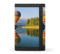 QMNRTK Hot Balloon Above The Calm Lake Dreifach gefaltete Geldbörse, schmale Geldbörse, personalisierbar, RFID-blockierend, für Damen und Herren, Einheitsgröße, Stil:, Einheitsgröße