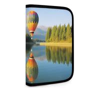 QMNRTK Hot Balloon Above The Calm Lake Multifunktionale kompakte Geldbörse für Ausweis, Stronghold Waltlet, Kreditkartenhalter, Geldbörse, Reißverschluss, Ledertasche, RFID-blockierend, Bifold Wallet