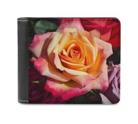 QMNRTK Hybrid-Geldbörse aus Leder mit Teerosen-Motiv, für Männer und Frauen, RFID-blockierend, extra Kapazität, ultrastarke Nähte, schlanke Geldscheinfach mit 8 Kartenfächern, Stil, Einheitsgröße,