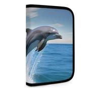 QMNRTK Jumping Up Dolphins Multifunktions-Geldbörse, kompakt, Ausweis, Stronghold Waltlet, Kreditkartenhalter, Geldbörse, Reißverschluss, Ledertasche, RFID-blockierend, Bifold Wallet für Männer und