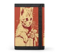 QMNRTK Katze, die auf der Box liegt, dreifach gefaltete Geldbörse, schlanke Brieftasche, personalisierbar, RFID-blockierende Geldbörse für Männer und Frauen, Stil, Einheitsgröße, Stil:, Einheitsgröße