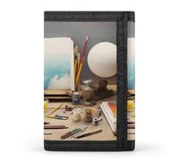 QMNRTK Kreative Schreibtisch-Geldbörse, dreifach gefaltet, schmal, personalisierbar, RFID-blockierend, für Damen und Herren, Einheitsgröße, Stil:, Einheitsgröße