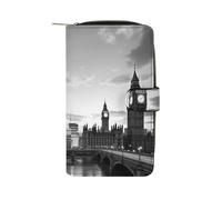 QMNRTK Kreditkarten-Geldbörse, RFID-blockierend, schmal, echtes Leder, minimalistische Vordertasche, Schlüsselanhänger, Geldbörse für Damen und Herren, 19,7 x 11 x 3,5 cm, Schwarz und Weiß, Stil:,