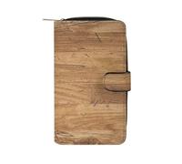 QMNRTK Kreditkartenetui im Retro-Stil, raue Eiche, RFID-blockierend, schmal, faltbar, echtes Leder, minimalistische Vordertasche, Geldbörse, Schlüsselanhänger, Geldbörse für Damen und Herren, Stil,