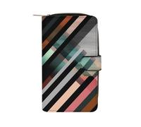 QMNRTK Kreditkartenetui mit abstraktem Dreieck, gestreift, RFID-blockierend, schmal, faltbar, echtes Leder, minimalistische Vordertasche, Geldbörse, Schlüsselanhänger, Geldbörse für Männer und Frauen,