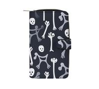 QMNRTK Kreditkartenetui mit Knochenmuster, RFID-blockierend, schmal, faltbar, echtes Leder, minimalistische Vordertasche, Geldbörse, Schlüsselanhänger, Geldbörse für Damen und Herren, 19,7 x 11 x 3,5