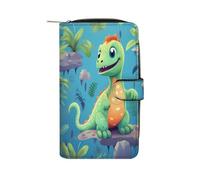 QMNRTK Kreditkartenetui mit niedlichem Dinosaurier-Motiv, RFID-blockierend, schmal, faltbar, echtes Leder, minimalistische Vordertasche, Geldbörse, Schlüsselanhänger, Geldbörse für Männer und Frauen,