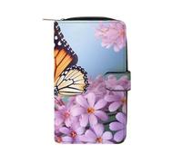 QMNRTK Kreditkartenetui mit Schmetterlings-Motiv für Blumen, RFID-blockierend, schmal, faltbar, echtes Leder, minimalistische Vordertasche, Geldbörse, Schlüsselanhänger, Geldbörse für Damen und