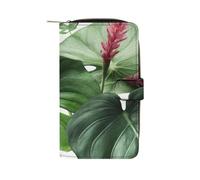 QMNRTK Kreditkartenetui mit tropischen Blättern, RFID-blockierend, schmal, faltbar, echtes Leder, minimalistische Vordertasche, Geldbörse, Schlüsselanhänger, Geldbörse für Männer und Frauen, Stil,