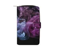 QMNRTK Kreditkartenetui, RFID-blockierend, schmal, echtes Leder, minimalistische Vordertasche, Geldbörse, Schlüsselanhänger, Geldbörse für Damen und Herren, 19,7 x 11 x 3,5 cm, Blau und Violett,