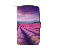 QMNRTK Lavender Fields Kreditkartenetui, RFID-blockierend, schmal, faltbar, echtes Leder, minimalistische Vordertasche, Geldbörse, Schlüsselanhänger, Geldbörse für Männer und Frauen, Stil, 19,7 x 11 x
