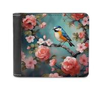 QMNRTK Ledergeldbörse mit Blumen, Vögeln und Schmetterlingen, für Männer und Frauen, RFID-blockierend, extra Kapazität, ultrastarke Nähte, schlanke Geldscheinfach mit 8 Kartenfächern, Stil,