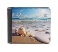 QMNRTK Ledergeldbörse mit Muscheln, für Herren und Damen, RFID-blockierend, extra Kapazität, ultrastarke Nähte, schlanke Geldscheinfach mit 8 Kartenfächern, Stil, Einheitsgröße, Stil:, Einheitsgröße