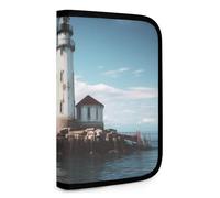 QMNRTK Light House Multifunktionale, kompakte Geldbörse, Ausweis, Stronghold Waltlet, Kreditkartenhalter, Geldbörse, Reißverschluss, Ledertasche, RFID-blockierend, Bifold Wallet für Männer und Frauen,