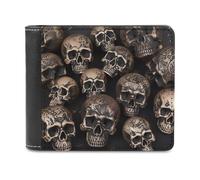 QMNRTK Many Skulls Get Together Ledergeldbörse für Männer und Frauen, RFID-blockierend, extra Kapazität, ultrastarke Nähte, schlanke Geldscheinfach mit 8 Kartenfächern, Stil, Einheitsgröße, Stil:,