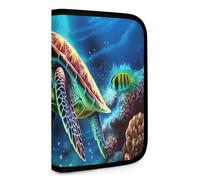 QMNRTK Multifunktionale Geldbörse mit Meeresschildkröten, Diamant-Malerei, Ausweis, Stronghold Waltlet, Kreditkartenhalter, Geldbörse, Reißverschluss, Ledertasche, RFID-blockierend, Bifold Wallet für