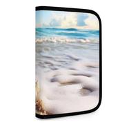 QMNRTK Multifunktionale Geldbörse mit Muscheln, multifunktional, kompakt, Ausweis, Stronghold Waltlet, Kreditkartenhalter, Geldbörse, Reißverschluss, Ledertasche, RFID-blockierend, Bifold Wallet für