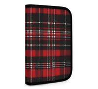 QMNRTK Multifunktionale, kompakte Brieftasche, Ausweis, Kreditkartenhalter, Reißverschluss, Lederetui, RFID-blockierend, faltbar, für Männer und Frauen, Einheitsgröße, Rot und Schwarz, Stil:,