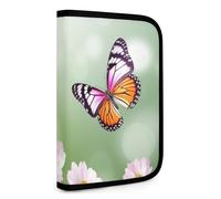 QMNRTK Multifunktionale, kompakte Geldbörse mit Frühlings- und Schmetterlings- und Blumenmotiv, Ausweis, Stronghold Waltlet, Kreditkartenhalter, Geldbörse, Reißverschluss, Ledertasche,