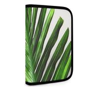 QMNRTK Multifunktionale kompakte Geldbörse mit grünem Palmblatt, Ausweis, Stronghold Waltlet, Kreditkartenhalter, Geldbörse, Reißverschluss, Ledertasche, RFID-blockierend, Bifold Wallet für Männer und