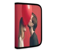 QMNRTK Multifunktionale, kompakte Geldbörse mit Herzmotiv, Ausweis, Stronghold Waltlet, Kreditkartenhalter, Geldbörse, Reißverschluss, Ledertasche, RFID-blockierend, Bifold Wallet für Männer und