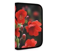 QMNRTK Multifunktionale, kompakte Geldbörse mit roten Blumen, Ausweis, Stronghold Waltlet, Kreditkartenhalter, Geldbörse, Reißverschluss, Lederetui, RFID-blockierend, Bifold Wallet für Herren und