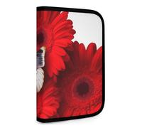 QMNRTK Multifunktionale kompakte Geldbörse mit roter Blume und Schmetterling, Ausweis, Stronghold Waltlet, Kreditkartenhalter, Geldbörse, Reißverschluss, Ledertasche, RFID-blockierend, Bifold Wallet