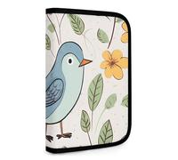 QMNRTK Multifunktionale, kompakte Geldbörse mit Vogel und Blume, Ausweis, Stronghold Waltlet, Kreditkartenhalter, Geldbörse, Reißverschluss, Ledertasche, RFID-blockierend, Bifold Wallet für Männer und