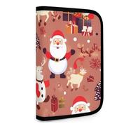 QMNRTK Multifunktions-Geldbörse mit Weihnachtsmann, Schneemann, Rentier, Ausweis, Stronghold Waltlet, Kreditkartenhalter, Geldbörse, Reißverschluss, Ledertasche, RFID-blockierend, Bifold Wallet für