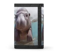 QMNRTK Niedliche Hippo dreifach gefaltete Geldbörse, schlanke Geldbörse, personalisierbar, RFID-blockierend, für Damen und Herren, Einheitsgröße, Stil:, Einheitsgröße