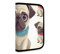 QMNRTK Niedlicher Mops, multifunktional, kompakt, Ausweis, Stronghold Waltlet, Kreditkartenhalter, Geldbörse, Reißverschluss, Ledertasche, RFID-blockierend, Bifold Wallet für Männer und Frauen, Stil,