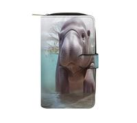 QMNRTK Niedliches Nilpferd-Kreditkarten-Geldbörse, RFID-blockierend, schmal, faltbar, echtes Leder, minimalistische Vordertasche, Geldbörse, Schlüsselanhänger, Geldbörse für Männer und Frauen, Stil,