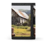 QMNRTK Old Wooden Barn with Rusted Tractor Triple Fold Wallet,Slim Wallet Personalized Engraved Rfid Blocking Wallet for Men And Women, style, One Size, Stil:, Einheitsgröße