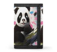 QMNRTK Panda Star dreifach gefaltete Geldbörse, schlanke Brieftasche, personalisierbar, RFID-blockierend, für Damen und Herren, Einheitsgröße, Stil:, Einheitsgröße
